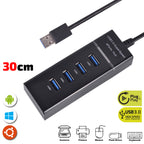 USB 3.0 Hub 4 Ports Extension for Mobile Gaming PC Laptop ~ Super-fast