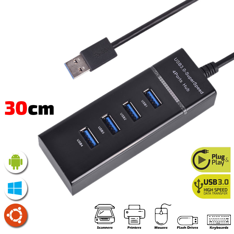 USB 3.0 Hub 4 Ports Extension for Mobile Gaming PC Laptop ~ Super-fast