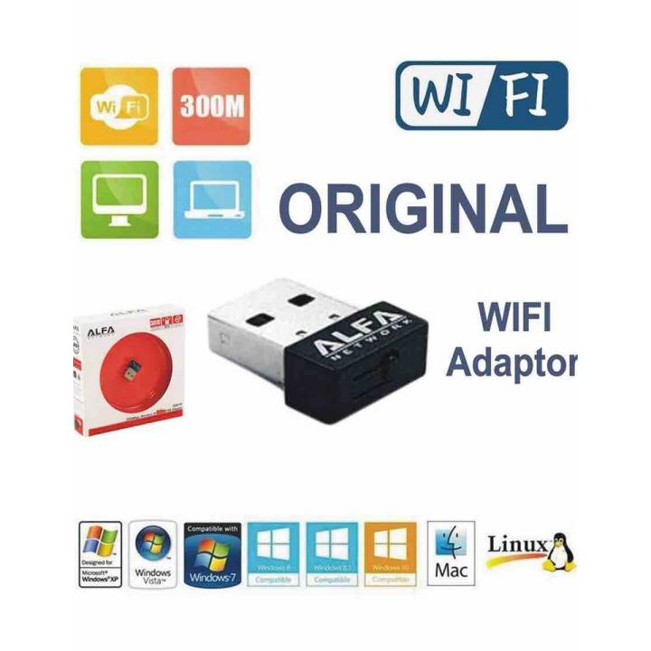 Alfa Mini Wifi Adapter/Catcher 300-Mbps Alfa Usb LAN Card For Computer Laptop